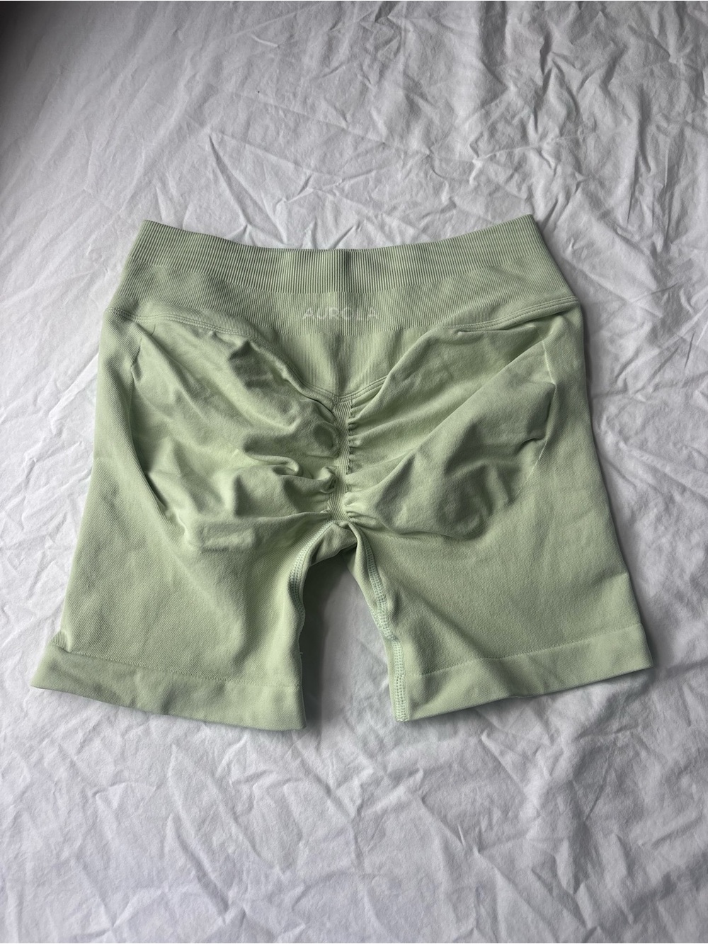 Aurola Light Green High-Waist Scrunch Bike Shorts